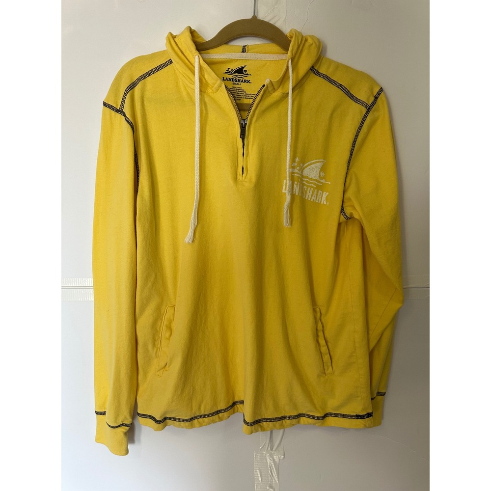 Landshark Quarter Zip Hoodie Beach Surf Graphic Pullover Top Mens Small